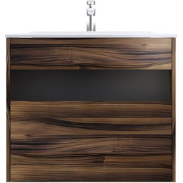 Тумба подвесная с раковиной Am.Pm Func 80 см M8FFUX0801OF, дуб крафт, Цвет фасада: тёмное дерево - фото 