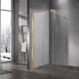 Душевая перегородка Vincea Walk-In 100 см VSW-1H100CLG (стекло 8 мм) с кронштейном в комплекте, золото/прозрачное - фото 