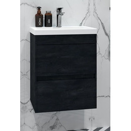 Тумба подвесная с раковиной Art&Max Family-M-400-2C-SO-HC 40 см, Угольный камень - фото 