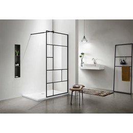 Душевая перегородка Aquatek Walk in AQ WIW Print 10020BL 100 см (стекло 8 мм) чёрный/прозрачное - фото 