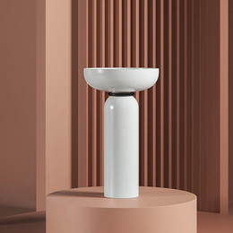 Раковина с пьедесталом ArtCeram Jolie 50 см JOL001 01 00, белый глянцевый/чёрный матовый - фото 