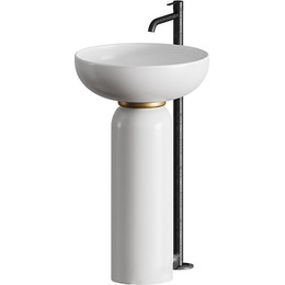 Раковина с пьедесталом ArtCeram Jolie 50 см JOL001 05 00, белый матовый/золото - фото 