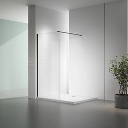 Душевая перегородка Veconi Korato 90 см KR72B-90-01-C7 (стекло 8 мм) с кронштейном в комплекте, черный/прозрачное - фото 