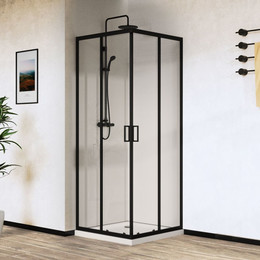 Душевое ограждение Vincea City 90x90 см VSS-5CT900CLB, черный/прозрачное - фото 