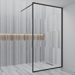 Душевая перегородка Paini 100 см PAINI-WalkIN100F (стекло 8 мм) с кронштейном в комплекте, чёрный/прозрачное - фото 