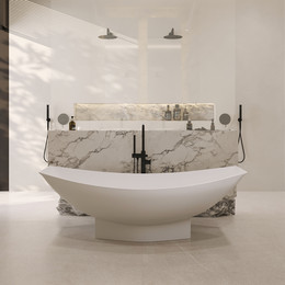 Ванна отдельностоящая Abber Stein 180x80 см AS9610, белый матовый - фото 