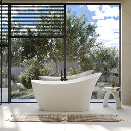 Ванна отдельностоящая Abber Stein 169x75 см AS9618, белый матовый - фото 