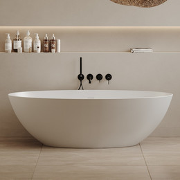 Ванна отдельностоящая Abber Stein 160x75 см AS9625-1.6, белый матовый, Размер - мм: 1600х750 - фото 