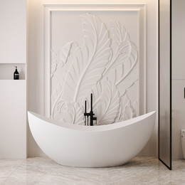 Ванна отдельностоящая Abber Stein 180x80 см AS9633, белый матовый - фото 