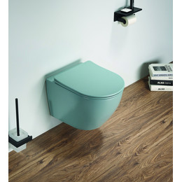 Унитаз подвесной CeramaLux Rimless 2197MLG с крышкой микролифт, зеленый матовый, Цвет производителя: зелёный - фото 