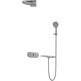 Душевая система для ванны с термостатом Vincea Futura VSFW-2F12TGM, вороненая сталь - фото 