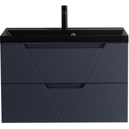 Тумба подвесная с раковиной BelBagno VITTORIA-800-2C-SO-GO-P 80 см, Grigio Opaco (раковина BB800/450-LV-ART-AST-NERO) - фото 