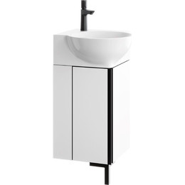 Тумба напольная с раковиной Aqwella Porto 45 см POR0104WB, белый/чёрный, Цвет фасада: белый/чёрный - фото 