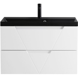 Тумба подвесная с раковиной BelBagno VITTORIA-900-2C-SO-BO-P 90 см, Bianco Opaco (раковина BB900/450-LV-ART-AST-NERO) - фото 