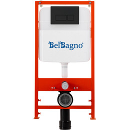 Инсталляция для унитаза BelBagno BB026/BB044NERO (кнопка смыва черная матовая) - фото 
