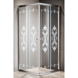 Душевое ограждение Cezares 80х80 см GIUBILEO-A-2-80-SCORREVOLE-CP-Cr, хром/прозрачное/узор - фото 