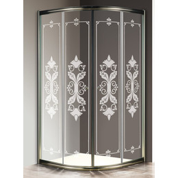 Душевое ограждение Cezares 80х80 см GIUBILEO-R-2-80-SCORREVOLE-CP-Br, бронза/прозрачное/узор - фото 