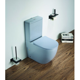 Унитаз-компакт CeramaLux Rimless 2166XMHL с крышкой микролифт (арматура Geberit) голубой матовый, Цвет производителя: синий - фото 