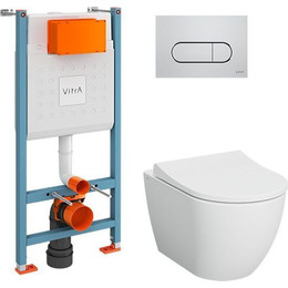 Инсталляция с подвесным безободковым унитазом Vitra Mia Round L-Box 9873B003-7201 - фото 