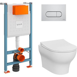 Инсталляция с подвесным безободковым унитазом Vitra Zentrum Round L-Box 9879B003-7200 - фото 