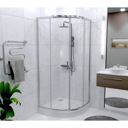 Душевое ограждение Радомир Смарт 90x90 см, хром/прозрачное в комплекте с поддоном - фото 