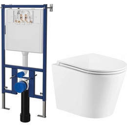 Инсталляция с подвесным унитазом комплект: Loranto 4501 с подвесным безободковым унитазом Azario Fonti AZ-402W сиденье микролифт - фото 