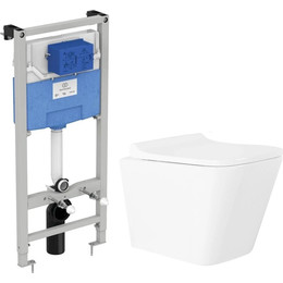 Инсталляция с подвесным унитазом комплект: Ideal Standard Prosys Frame 120 M R020467 с подвесным безободковым унитазом Azario Teramo AZ-0052 сиденье микролифт, крепление - фото 