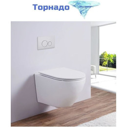 Унитаз подвесной CeramaLux Rimless TR5177 с крышкой микролифт (Система смыва торнадо), Цвет производителя: белый - фото 