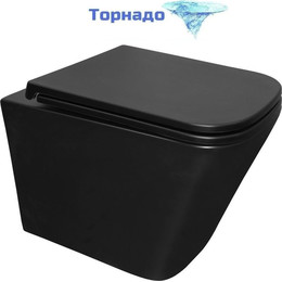 Унитаз подвесной безободковый Azario Teramo AZ-0052-UQ3MB с крышкой микролифт (система смыва Торнадо) чёрный матовый, Цвет производителя: чёрный матовый - фото 