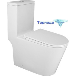 Унитаз-моноблок безободковый Azario Scala AZ-8101 с тонкой крышкой микролифт (система смыва торнадо) - фото 