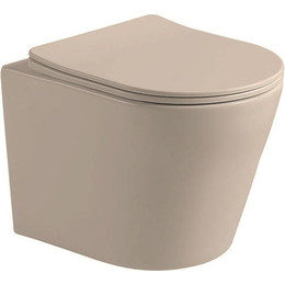 Унитаз подвесной безободковый Vincea Piatti VT1-11SMC с тонкой крышкой микролифт, капучино матовый, Цвет производителя: бежевый - фото 