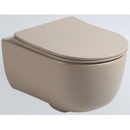 Унитаз подвесной безободковый Vincea Evo VT1-34SMC с тонкой крышкой микролифт, капучино матовый, Цвет производителя: бежевый - фото 