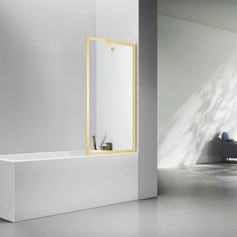 Шторка для ванны Veconi 90 см PL85G-90-01-C7, золото/прозрачное - фото 
