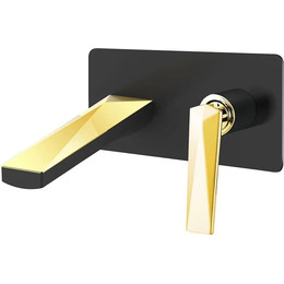 Смеситель для раковины настенный Boheme Venturo 385-B (со скрытой частью) чёрный/золото, Цвет производителя: чёрный, золото - фото 