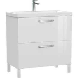 Тумба подвесная/напольная с раковиной Cersanit Melar 80 см 64130, 2 ящика, белый - фото 
