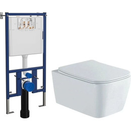 Инсталляция с подвесным унитазом комплект: Loranto 4501 с подвесным безободковым унитазом Aquatek Либра AQ1148N-00 сиденье микролифт - фото 