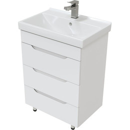 Тумба напольная с раковиной Mirsant Soho quadro 60 см, белый - фото 