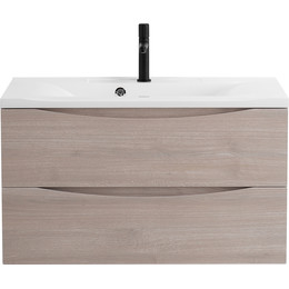 Тумба подвесная с раковиной BelBagno MARINO-1000-2C-SO-RG-P 100 см, Rovere Grigio - фото 