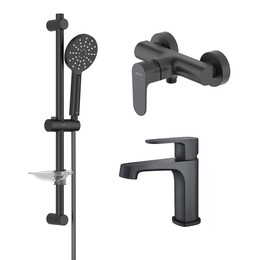 Набор смесителей 3 в 1 для душа Aquatek Оберон AQ1231MB, чёрный матовый, Цвет производителя: чёрный матовый - фото 