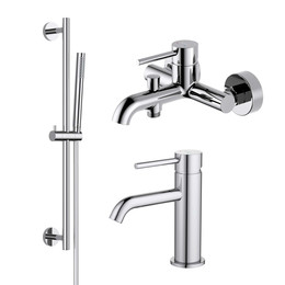 Набор смесителей 3 в 1 для ванны с коротким изливом Aquatek Европа AQ1330CR, Цвет производителя: хром - фото 