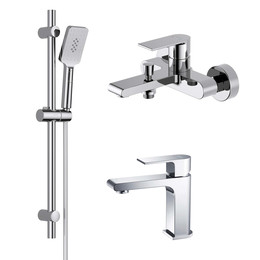 Набор смесителей 3 в 1 для ванны с коротким изливом Aquatek Лира AQ1430CR, Цвет производителя: хром - фото 