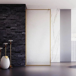 Душевая перегородка Veconi Korato 90 см KR81RG-90-06-C4 (стекло 8 мм) с кронштейном в комплекте, брашированное золото/матовое - фото 