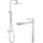 Душевой комплект Haiba: Душевая стойка HB24505-8 + смеситель для раковины высокий HB11505-8, цвет белый/хром - фото 