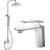 Душевой комплект Haiba: Душевая стойка HB24548-8 + смеситель для раковины HB10548-8, цвет белый/хром - фото 