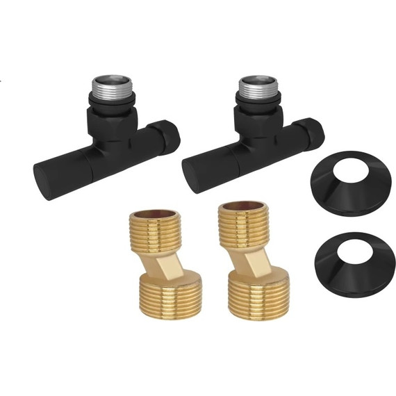 Вентиль запорный угловой Aquatek круглый AQ 1020BL, чёрный муар - фото 