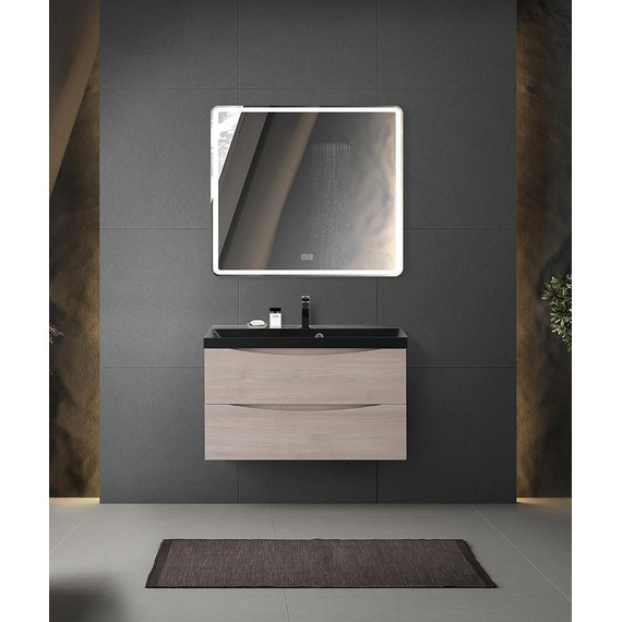 Тумба подвесная с раковиной BelBagno MARINO-800-2C-SO-RG-P 80 см, Rovere Grigio (раковина BB800/450-LV-ART-AST-NERO) - фото 7