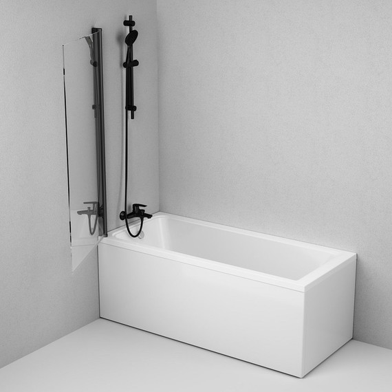 Шторка для ванны Am.Pm Gem 80х140 см W90BS-D080-140BT, чёрный/прозрачное - фото 3