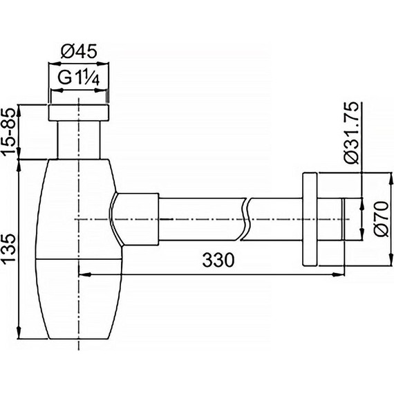 Сифон для умывальника Azario G 1 1/4 AZ-115-BL, чёрный матовый - фото 2