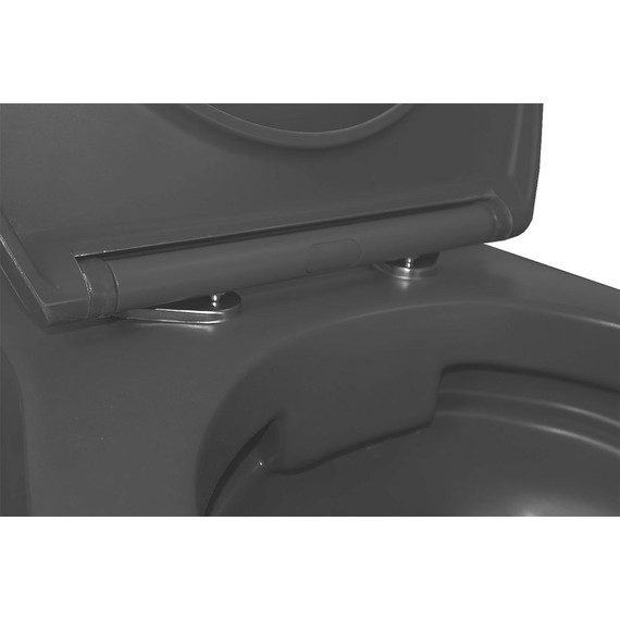 Унитаз подвесной безободковый Azario Keras AZ-99046B с тонкой крышкой микролифт, чёрный матовый, Цвет производителя: чёрный матовый - фото 6