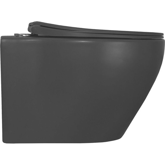 Унитаз подвесной безободковый Azario Keras AZ-99046B с тонкой крышкой микролифт, чёрный матовый, Цвет производителя: чёрный матовый - фото 9